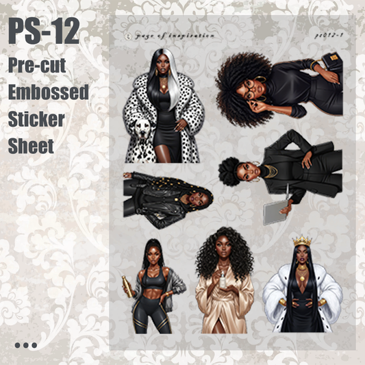 #PS-12 Pre-cut Embossed PET Sticker Sheet