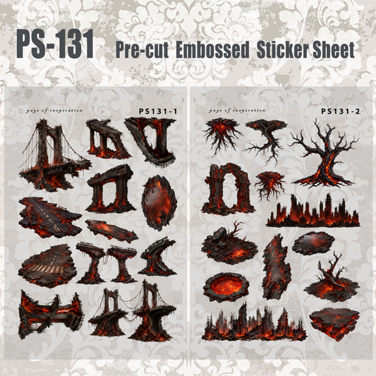 #PS-131 Pre-cut Embossed PET Sticker Sheet