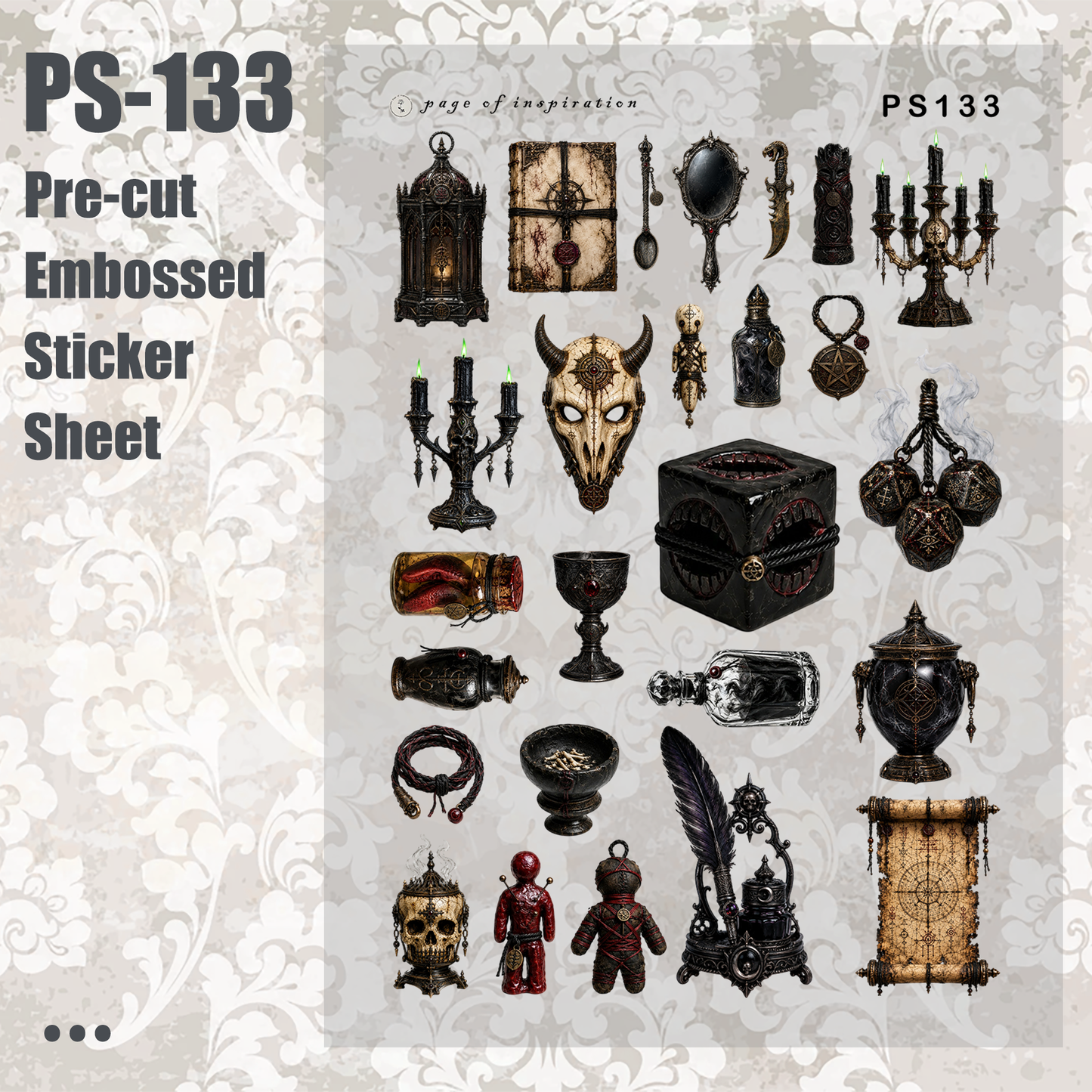#PS-133 Pre-cut Embossed PET Sticker Sheet