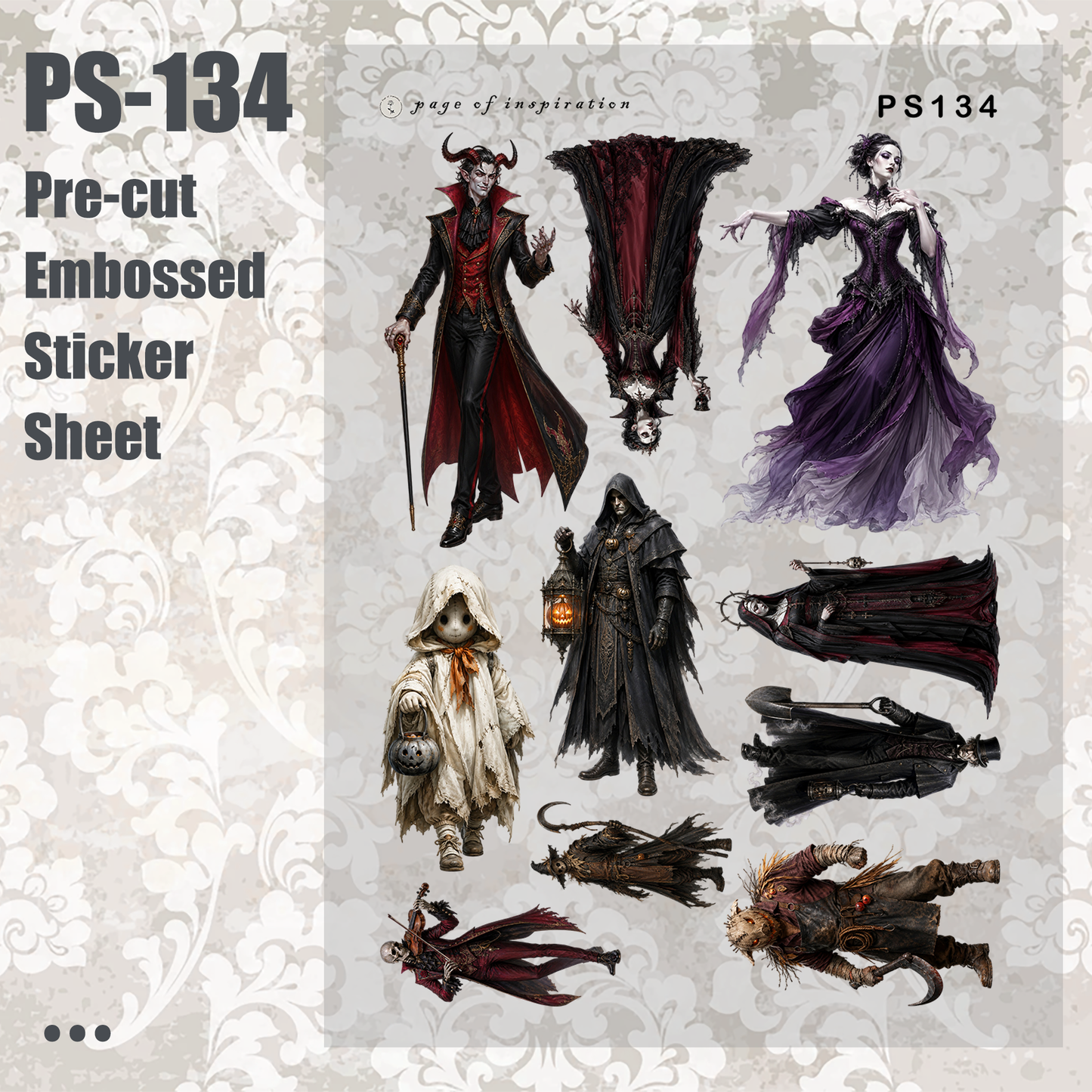 #PS-134 Pre-cut Embossed PET Sticker Sheet