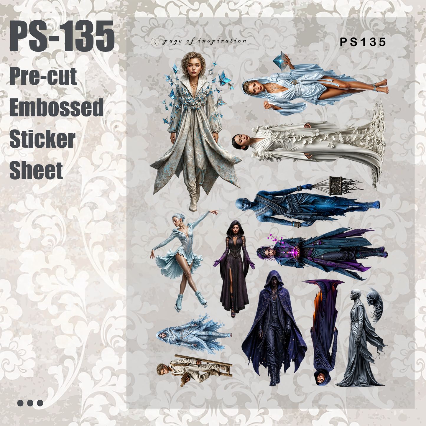 #PS-135 Pre-cut Embossed PET Sticker Sheet