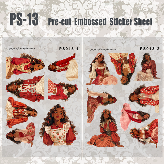 #PS-13 Pre-cut Embossed PET Sticker Sheet
