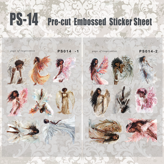 #PS-14 Pre-cut Embossed PET Sticker Sheet