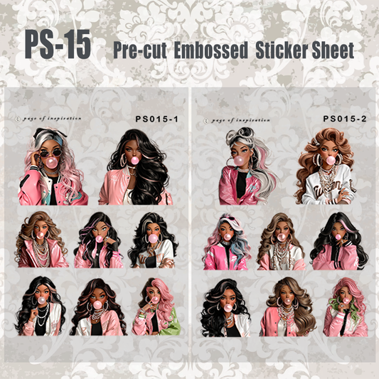 #PS-14 Pre-cut Embossed PET Sticker Sheet
