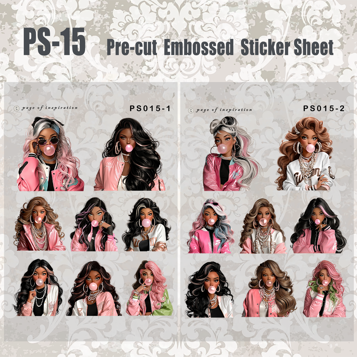 #PS-15 Pre-cut Embossed PET Sticker Sheet