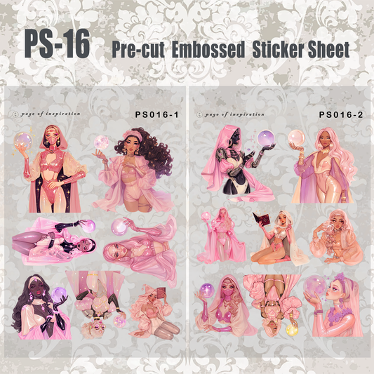 #PS-16 Pre-cut Embossed PET Sticker Sheet