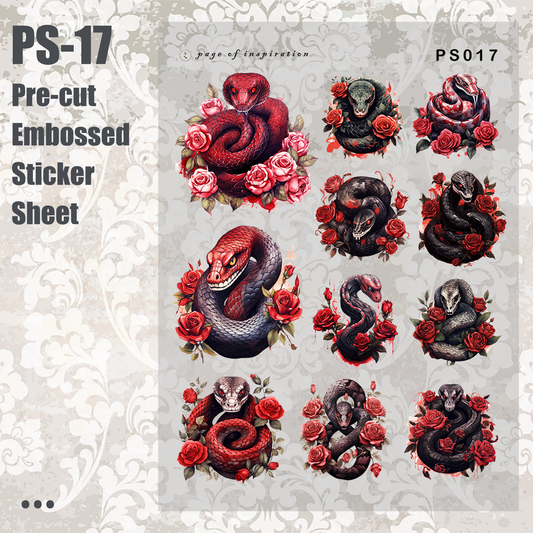 #PS-17 Pre-cut Embossed PET Sticker Sheet