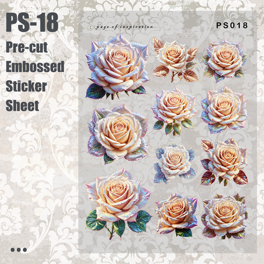 #PS-18 Pre-cut Embossed PET Sticker Sheet