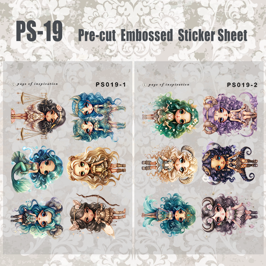 #PS-19 Pre-cut Embossed PET Sticker Sheet