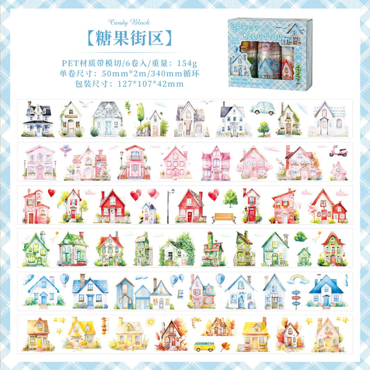 #03154 Fantasy Town Series Tape Set 6 Rolls