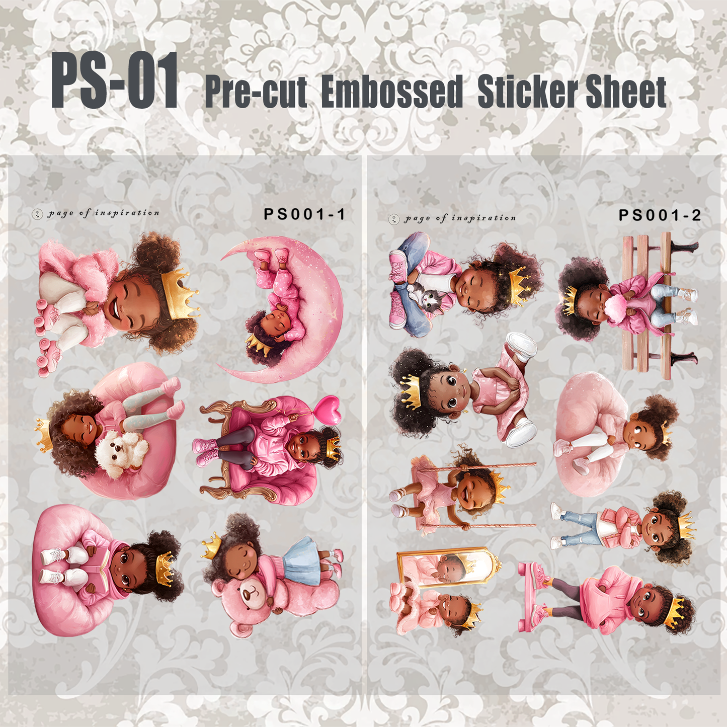 #PS-01 Pre-cut Embossed PET Sticker Sheet