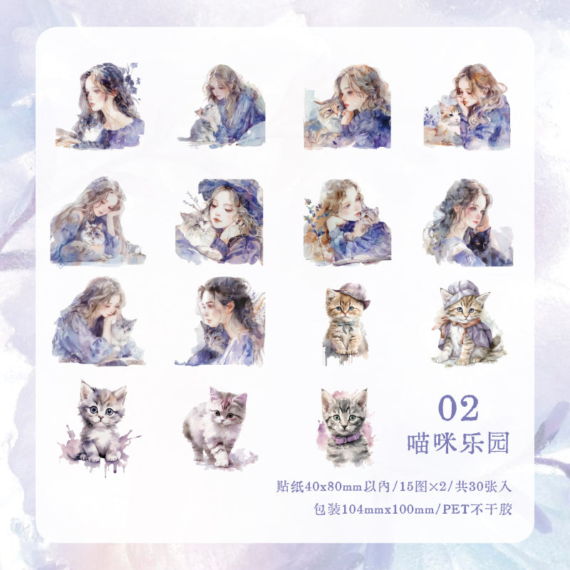#02303 Cat with Girl Series Sticker