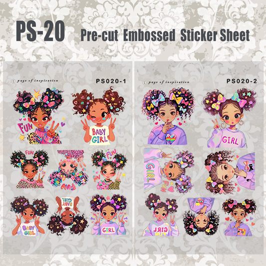 #PS-20 Pre-cut Embossed PET Sticker Sheet