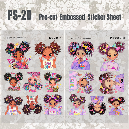 #PS-20 Pre-cut Embossed PET Sticker Sheet