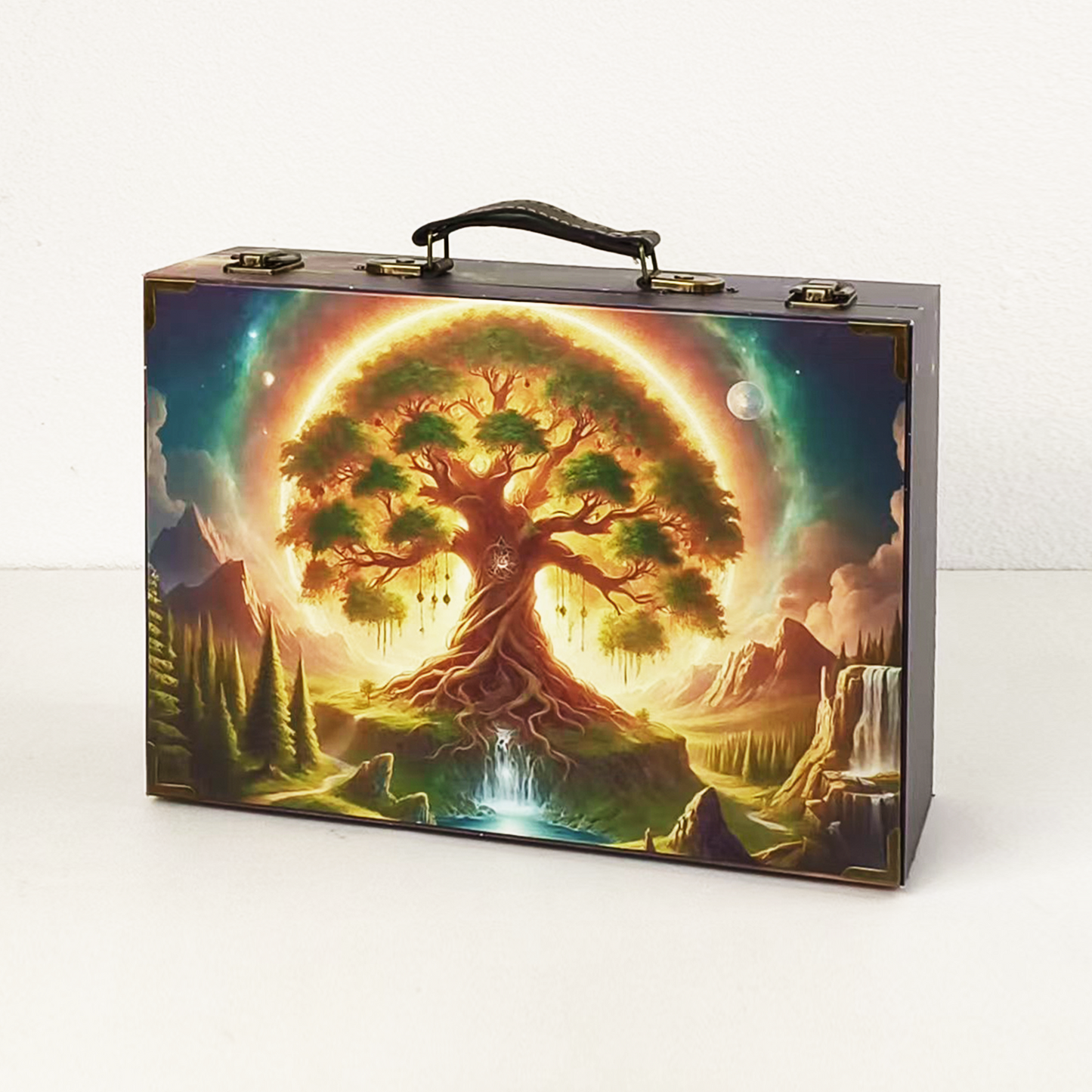 #01223 Customized Pattern Wooden Suitcase