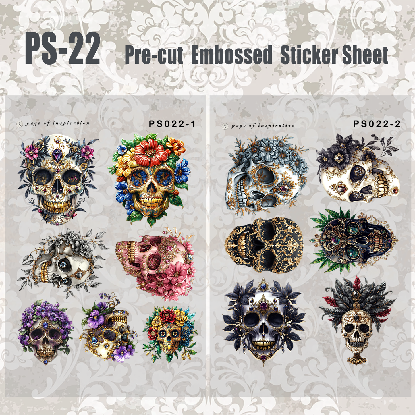 #PS-22 Pre-cut Embossed PET Sticker Sheet