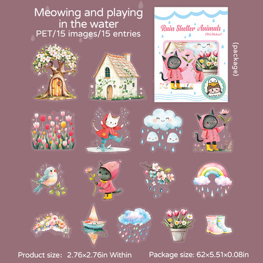 #02545 Rainy Shelter Animal Series Sticker