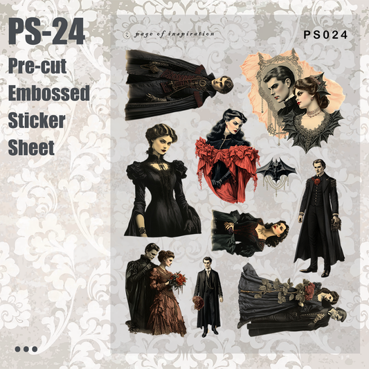 #PS-24 Pre-cut Embossed PET Sticker Sheet