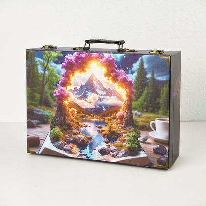 #01250 Customized Pattern Wooden Suitcase