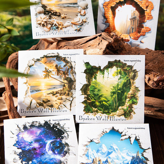 #02251  Broken Wall Illusion Series Sticker