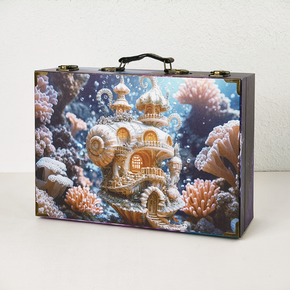 #01254 Customized Pattern Wooden Suitcase