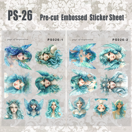 #PS-26 Pre-cut Embossed PET Sticker Sheet
