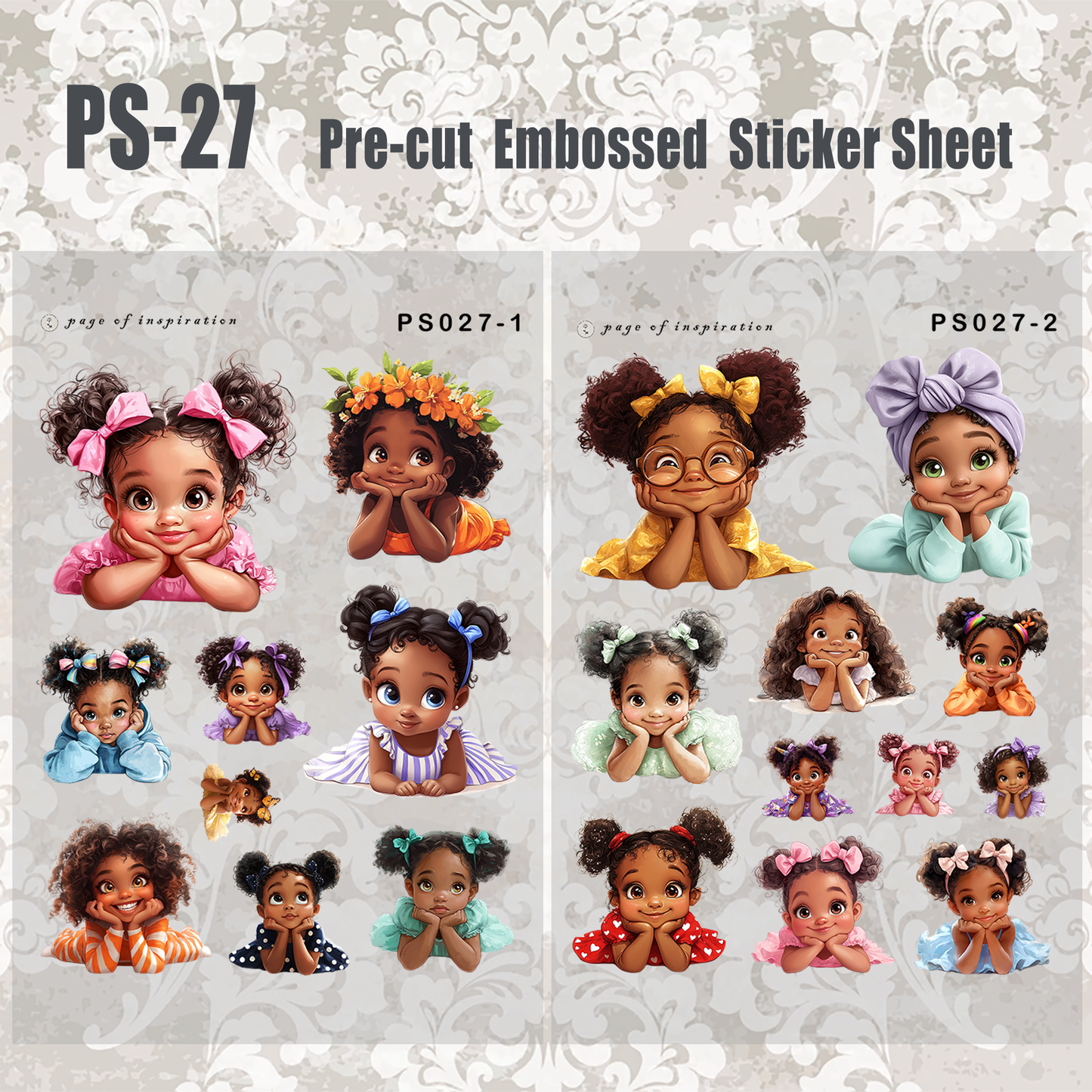 #PS-27 Pre-cut Embossed PET Sticker Sheet