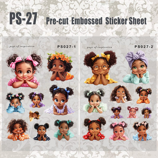 #PS-27 Pre-cut Embossed PET Sticker Sheet