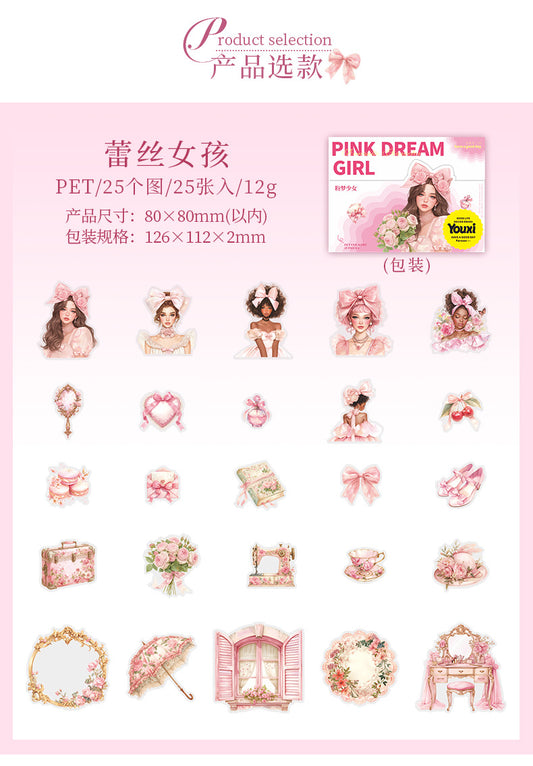 #02028 Pink Dream Girl Sticker