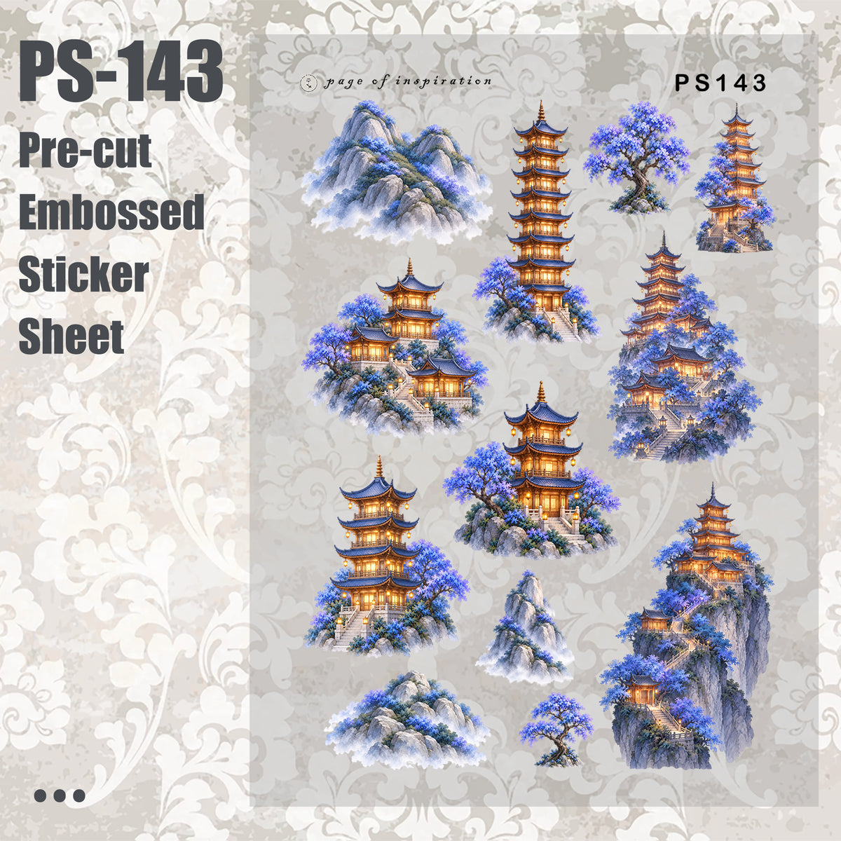 #PS-143 Pre-cut Embossed PET Sticker Sheet