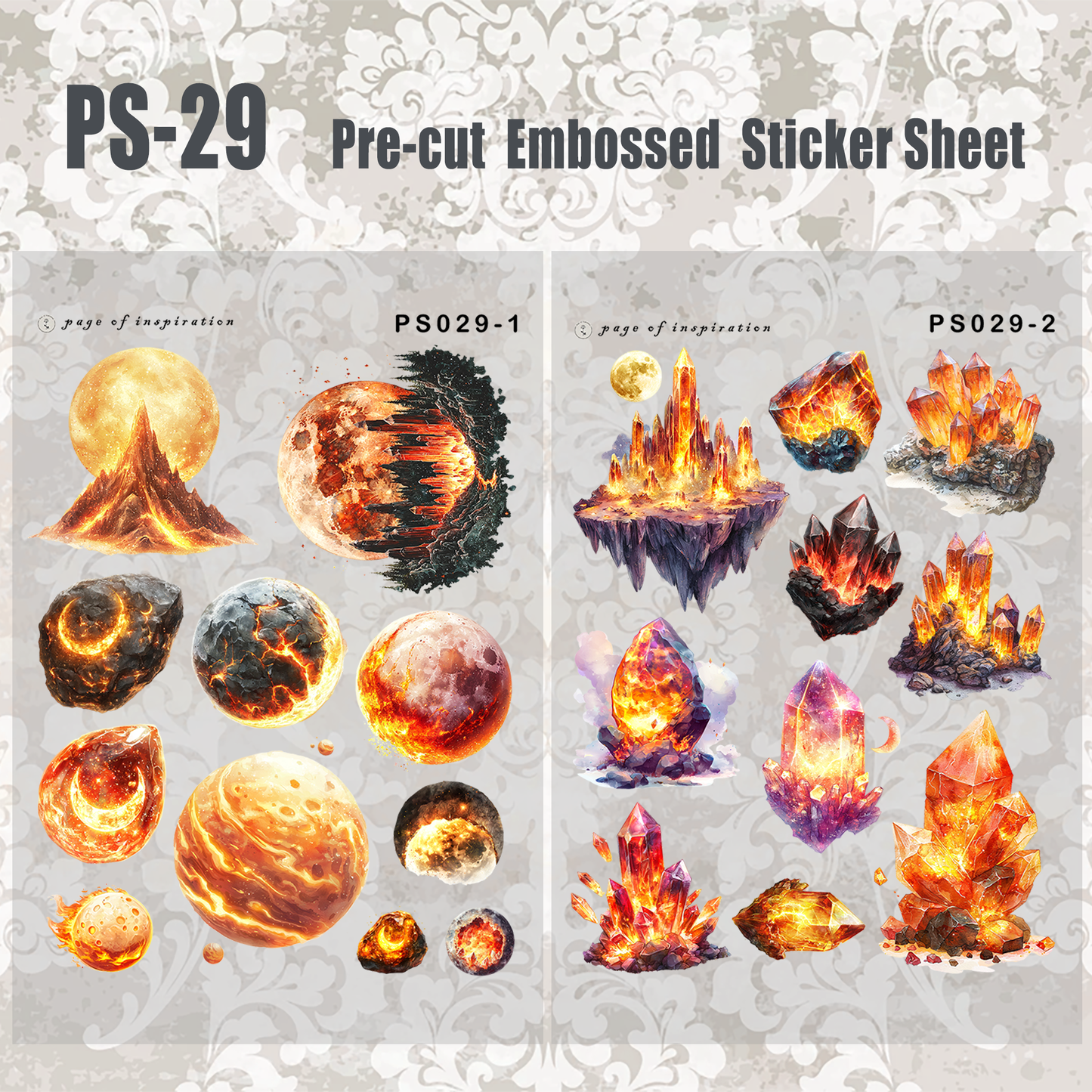 #PS-29 Pre-cut Embossed PET Sticker Sheet