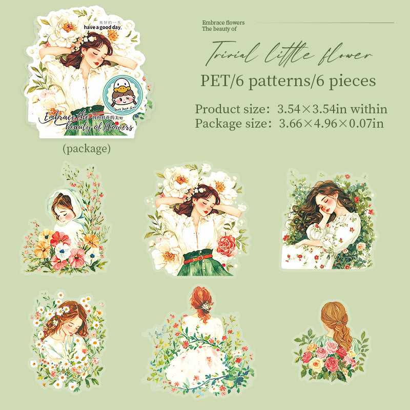 #02501 Girl with Flower Series Sticker