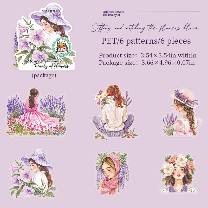 #02501 Girl with Flower Series Sticker