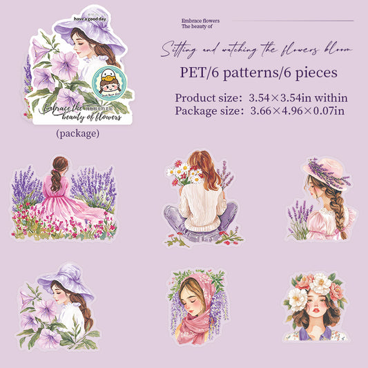 #02501 Girl with Flower Series Sticker