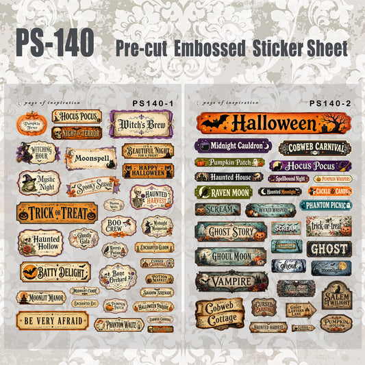 #PS-140 Pre-cut Embossed PET Sticker Sheet