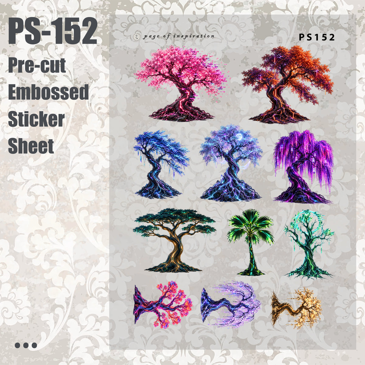 #PS-152 Pre-cut Embossed PET Sticker Sheet