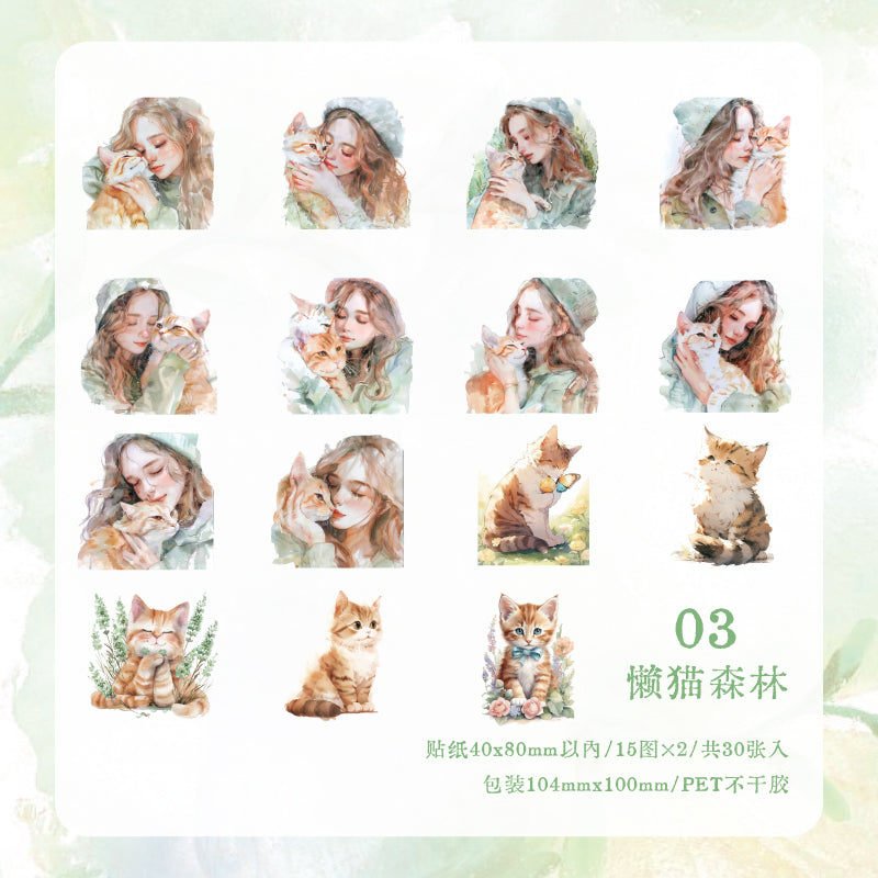#02303 Cat with Girl Series Sticker