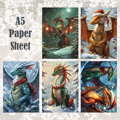 #5A31 POI Print A5 Cardstock Paper Set 10 Pcs Dragon