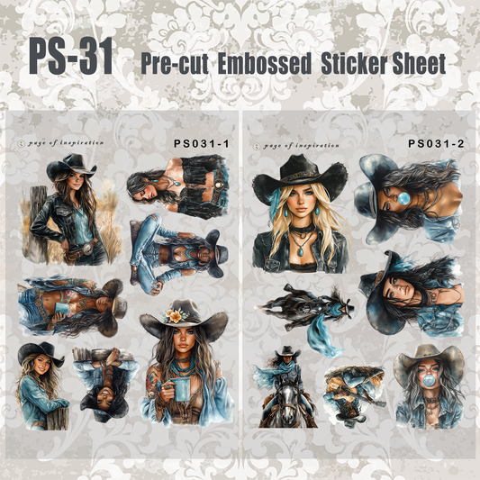 #PS-31 Pre-cut Embossed PET Sticker Sheet