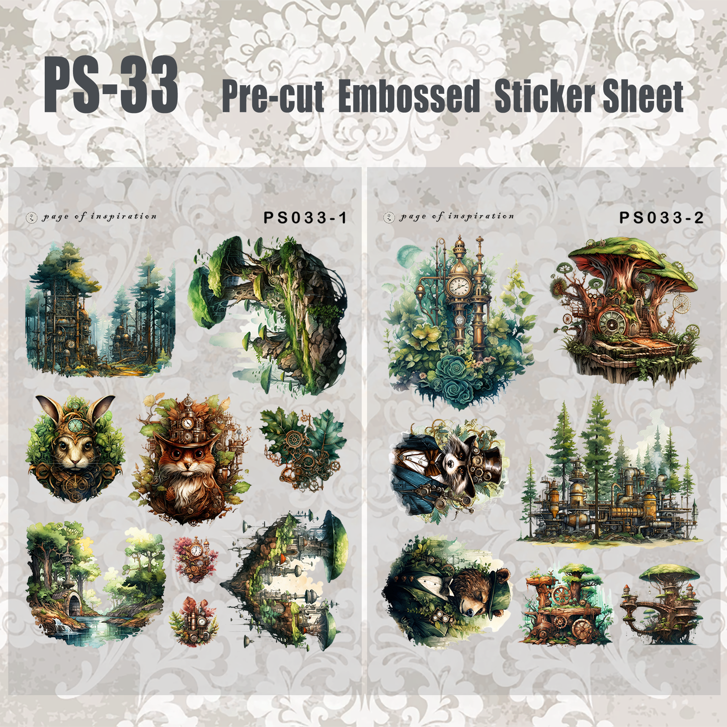 #PS-33 Pre-cut Embossed PET Sticker Sheet