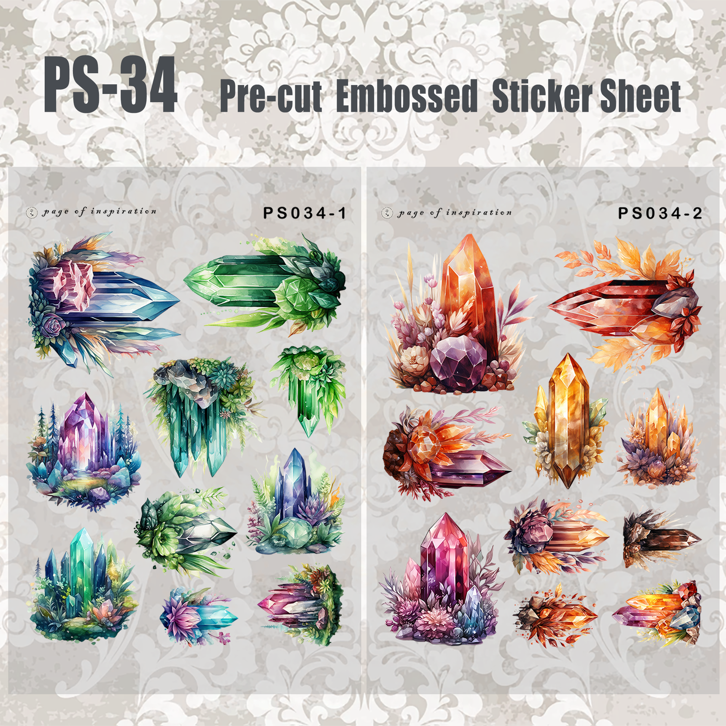#PS-34 Pre-cut Embossed PET Sticker Sheet