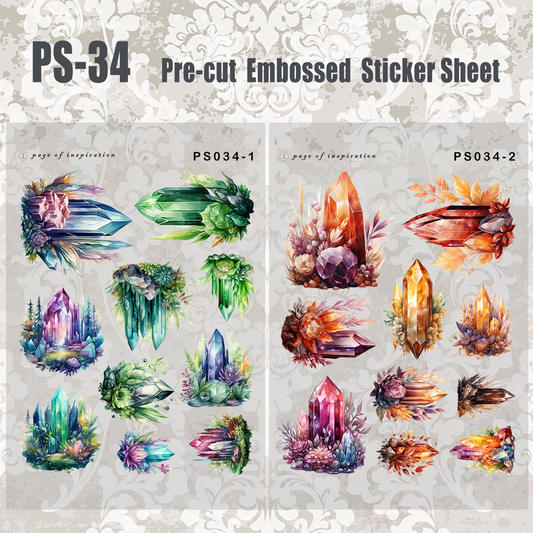 #PS-34 Pre-cut Embossed PET Sticker Sheet