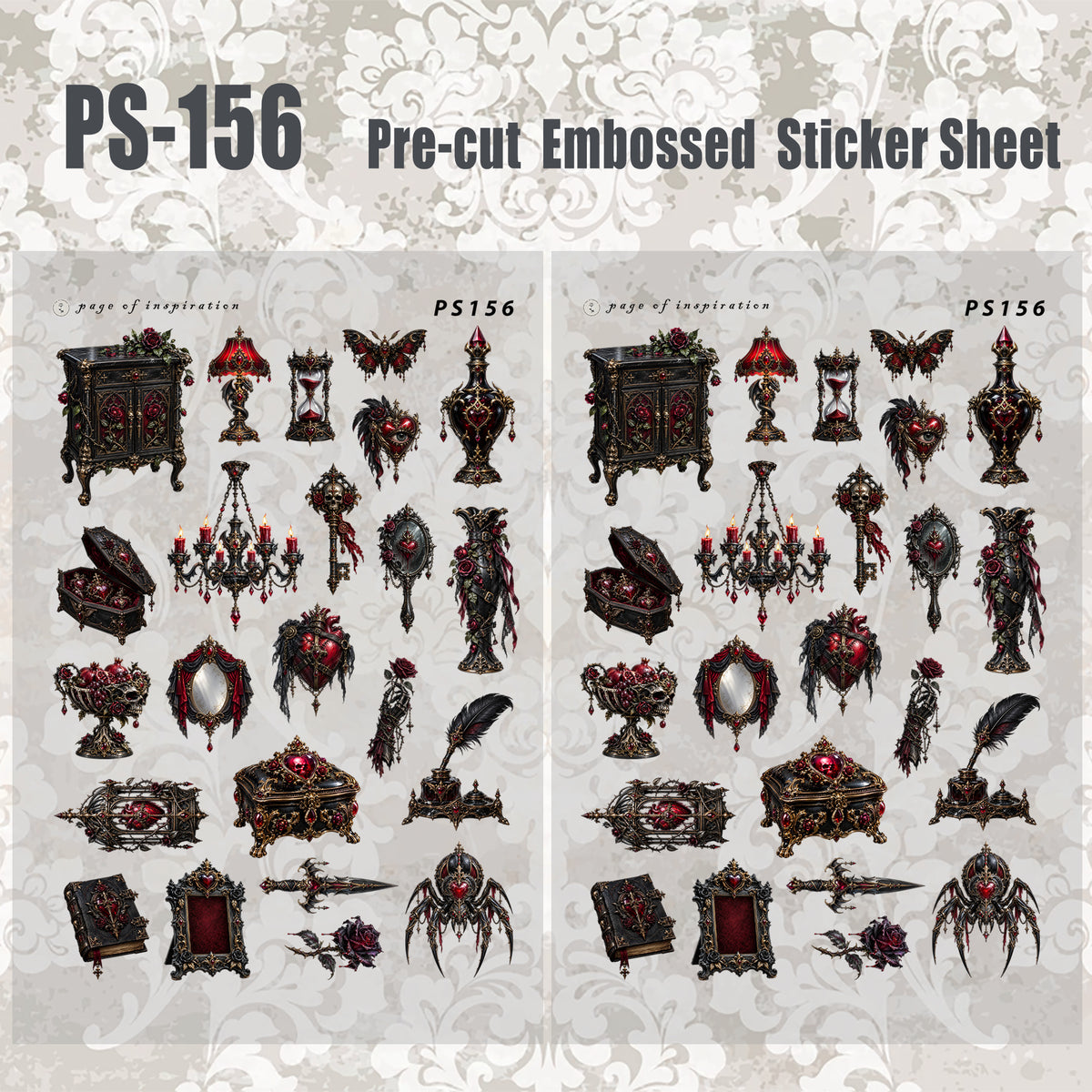 #PS-156 Pre-cut Embossed PET Sticker Sheet