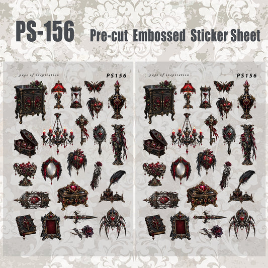#PS-156 Pre-cut Embossed PET Sticker Sheet
