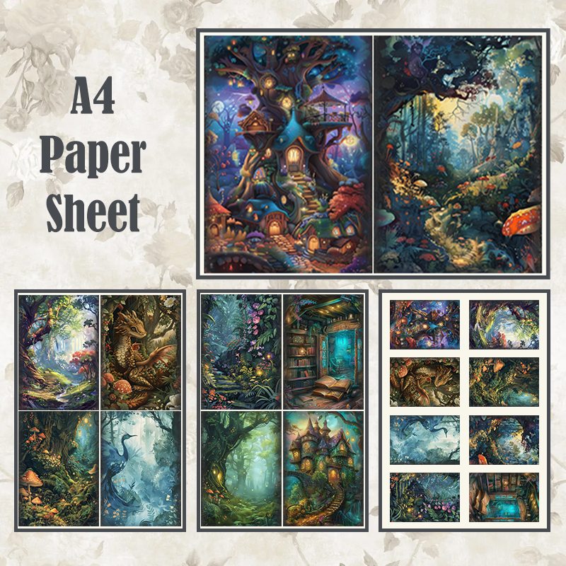 #4A35 POI Print A4 Cardstock Paper Set 4 Pcs