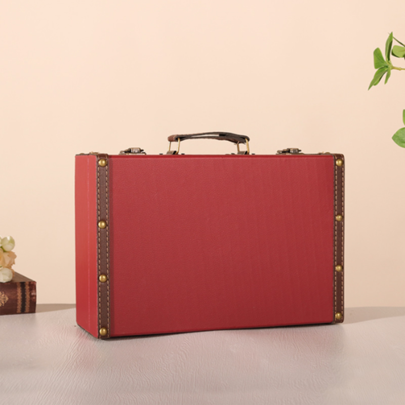 #01036 Vintage Leather Wooden Box