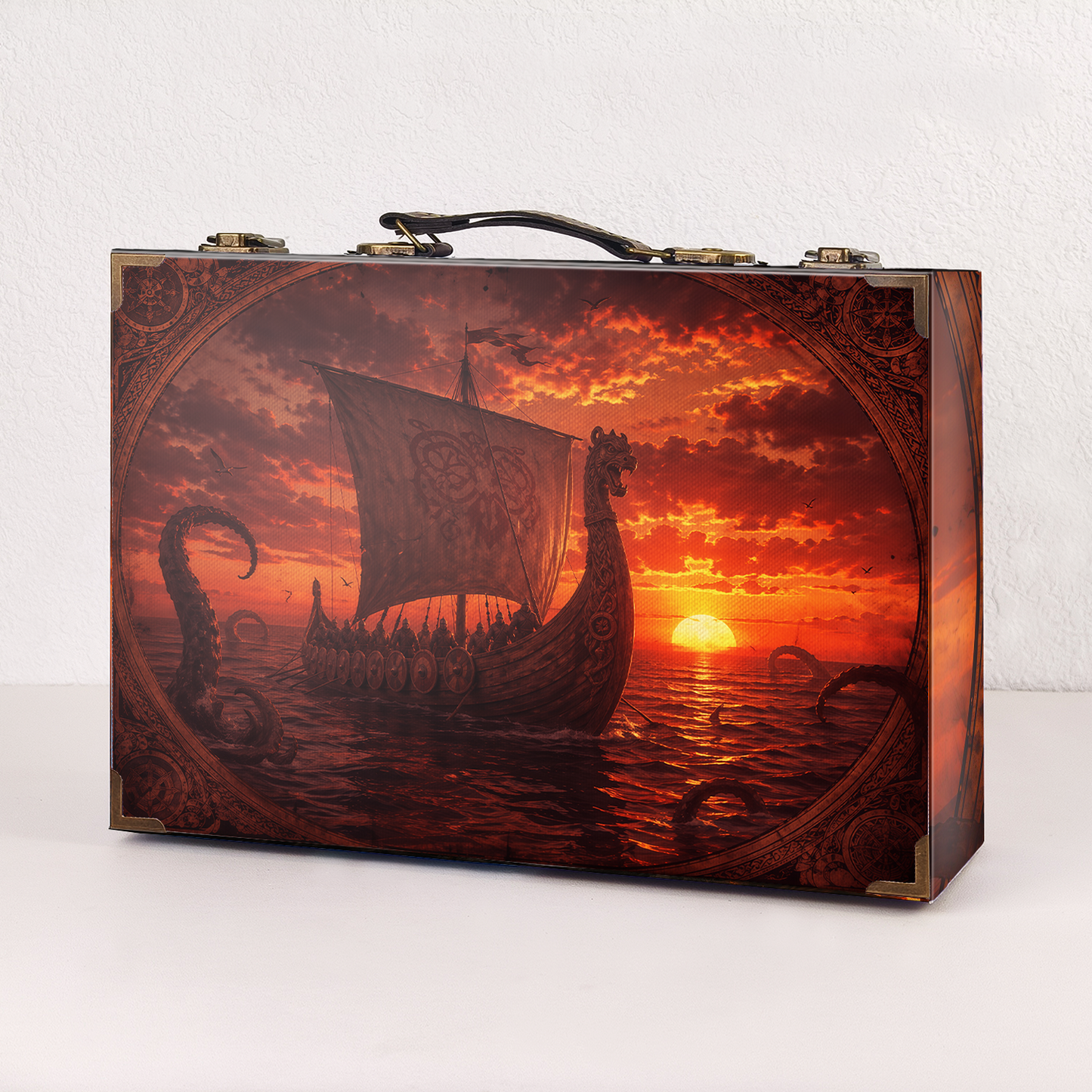 #01361 Customized Pattern Wooden Suitcase
