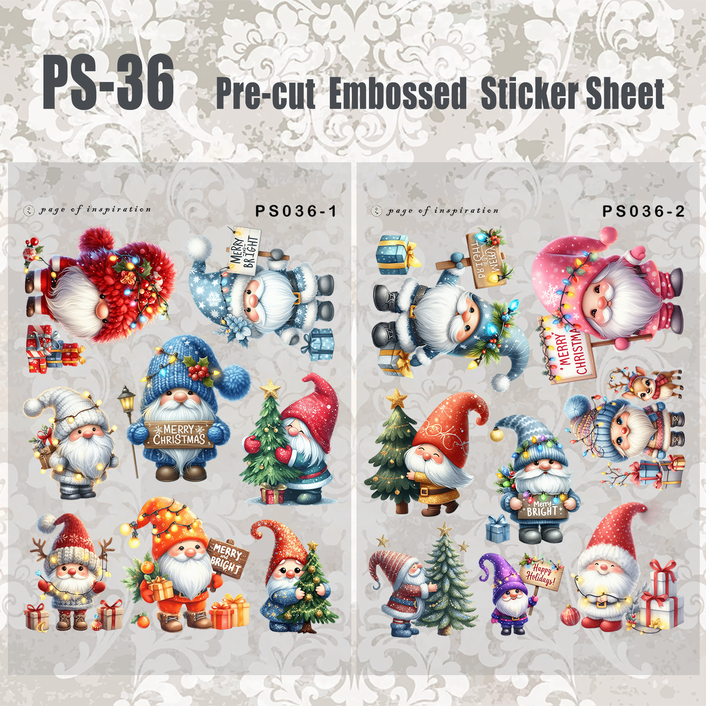 #PS-36 Pre-cut Embossed PET Sticker Sheet