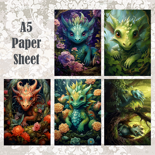 #5A39 POI Print A5 Cardstock Paper Set 10 Pcs Dragon