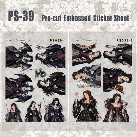 #PS-39 Pre-cut Embossed PET Sticker Sheet